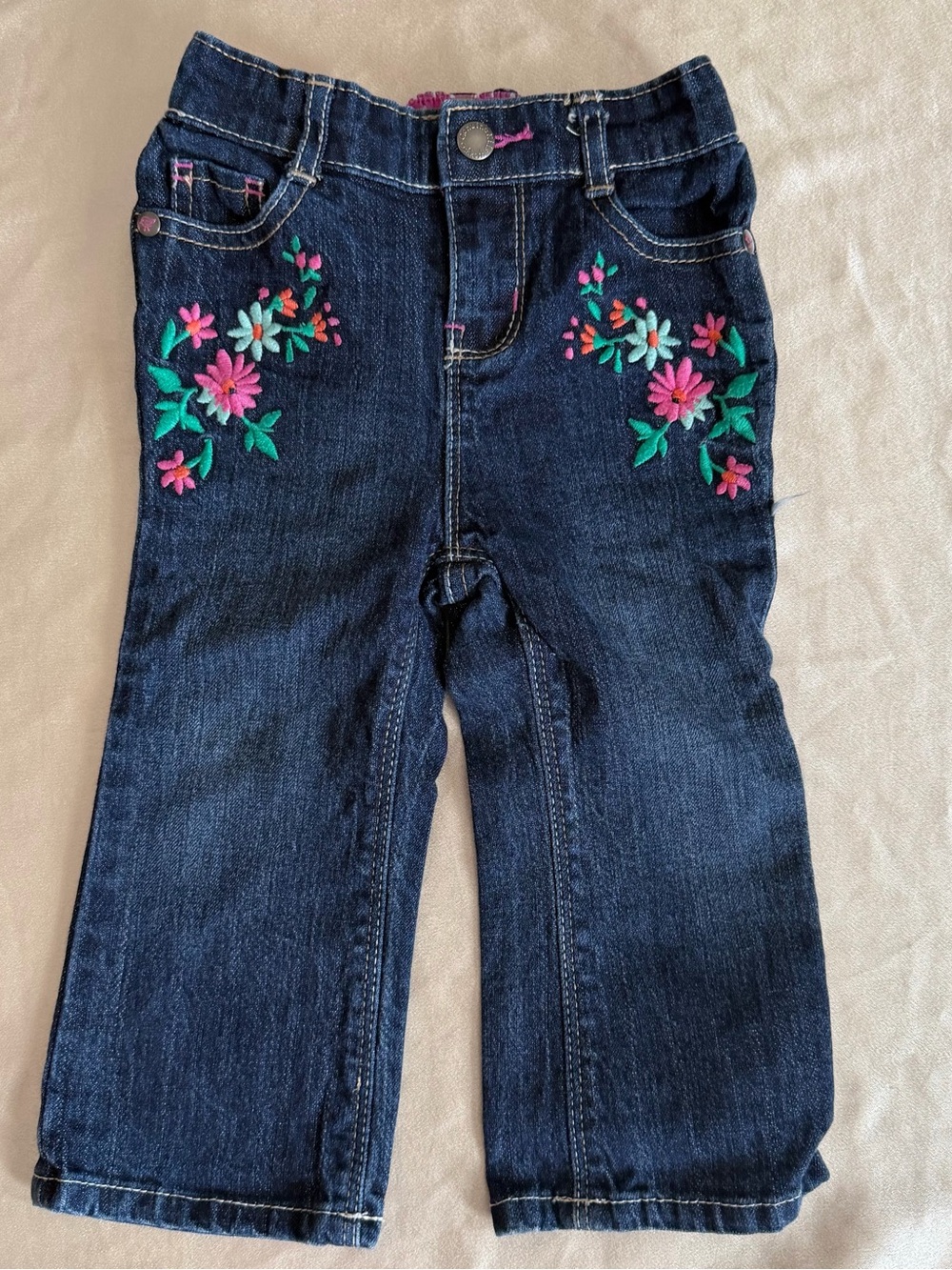 Genuine Kids from OshKosh Dark Wash Floral Embroidered Denim Jeans Girls Sz.18M